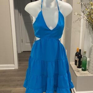 Entro Bright Blue Halter Dress